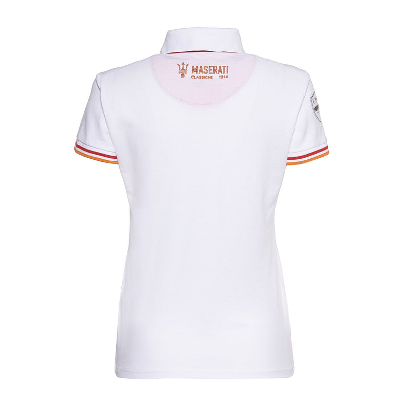 Cream And Orange Short Sleeve Polo Shirt For Women