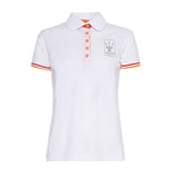 Cream And Orange Short Sleeve Polo Shirt For Women