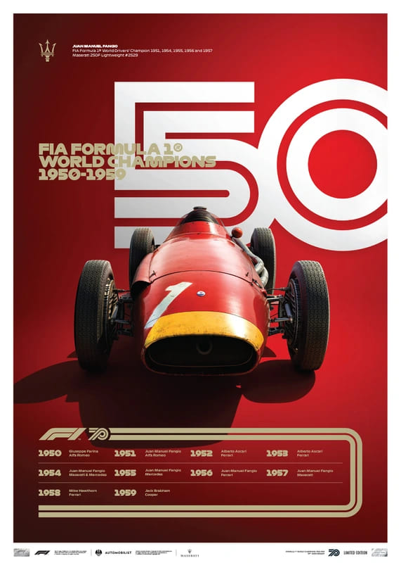 Formula One World Champions Poster - Formula 1 Merchandise Store