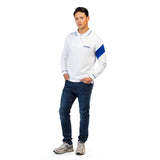 Men's White and Blue T61 Polo long sleeve