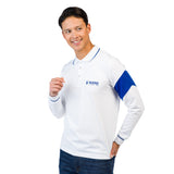 Men's White and Blue T61 Polo long sleeve